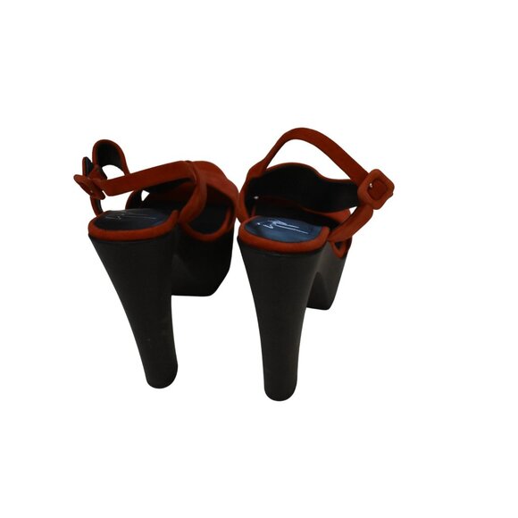 Women's Designer Giuseppe Zanotti Red Suede Platform Chunky High Heel Size 37/7 - Picture 4 of 11